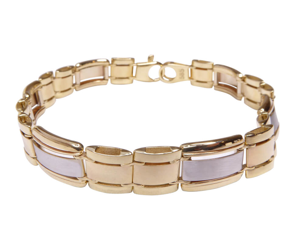 14 karaats geelgouden armband met 4 parels