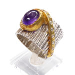 Zilveren amethyst ring met zirkonia