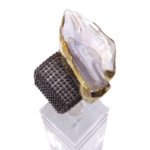 Zilveren double ring met parelmoer