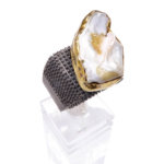Zilveren parelmoer ring