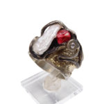 Zilveren ring met parel en rhodoniet
