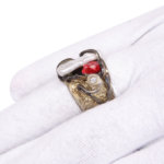Zilveren ring met parel en rhodoniet