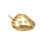 Gouden aardbei hanger met zirkonia