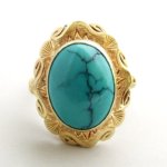 Geel gouden ring met turkoois