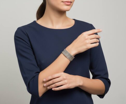 Zilveren klemarmband geweven