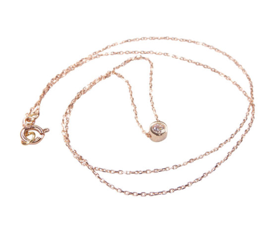 14 karaat rosé gouden ketting solitaire