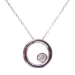 14 karaat wit gouden ketting cirkel met centrale steen