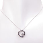 14 karaat wit gouden ketting cirkel met centrale steen