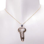 Bicolor gouden zirkonia sleutel hanger