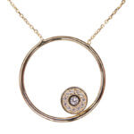 Gouden ketting met zirkonia cirkel hanger