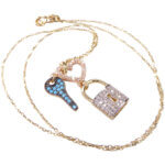 Tricolor gouden zirkonia liefdes hanger
