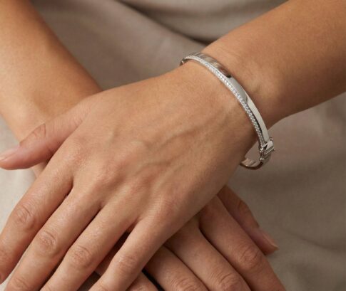 Wit goud zirkonia slavenarmband