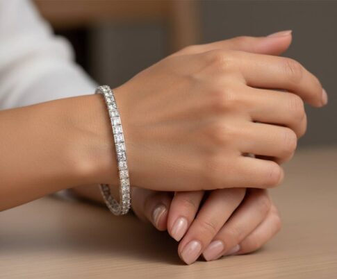 Wit gouden care tennis armband