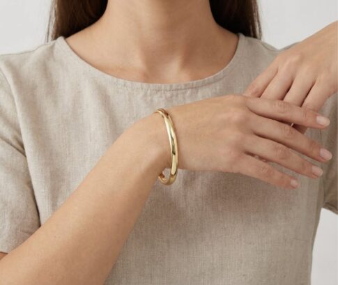 Goud op zilver slavenarmband