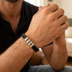 Zilveren naam armband met leer