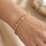 Geel gouden tennisarmband met diamanten