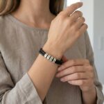 Zilveren naam armband met leer