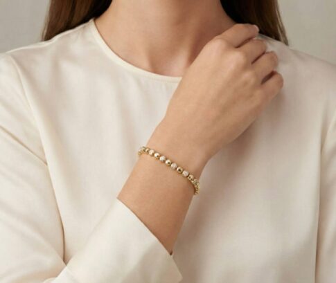 Geel gouden tennisarmband met diamanten
