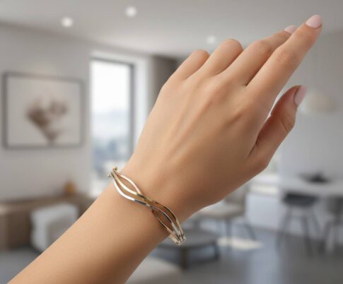 Tricolor gouden slavenarmband