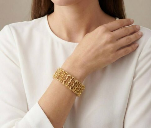 Geel gouden fantasie schakelarmband