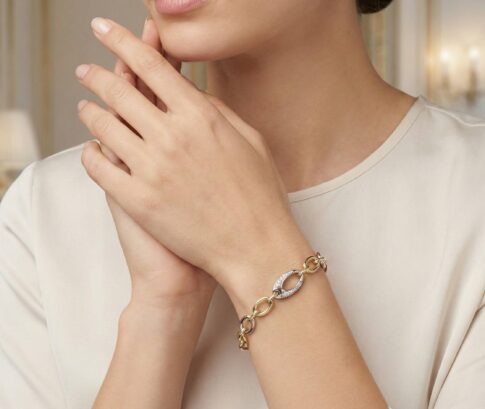 Gouden armband met briljanten slot