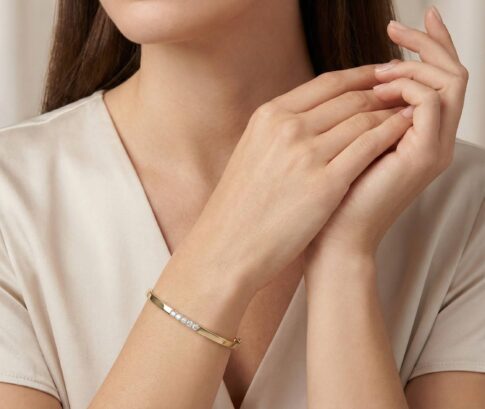 Gouden Christian slavenarmband met diamanten