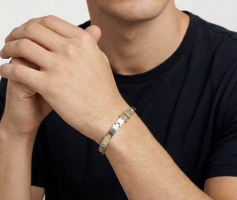 Christian goud bicolor armband