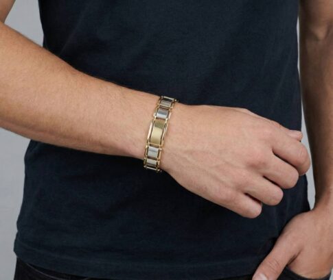 14 karaats heren armband bicolor