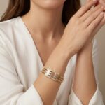 Gouden tricolor slavenarmband met zirkonia