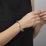 Dubbelzijdige bicolor gouden scharnierarmband