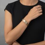 Christian gouden slavenarmband tricolor