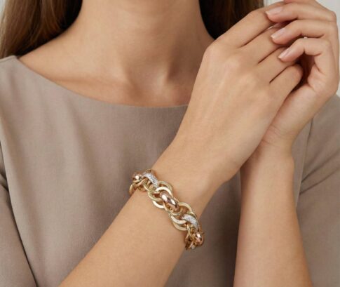 Gouden tricolor schakelarmband