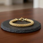 Geel gouden Christian schakelarmband