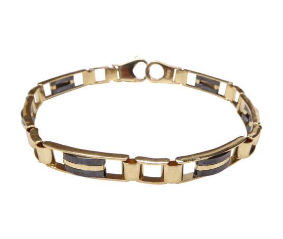 Massieve bicolor armband met keramiek