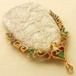 18 karaat gouden hanger met jade