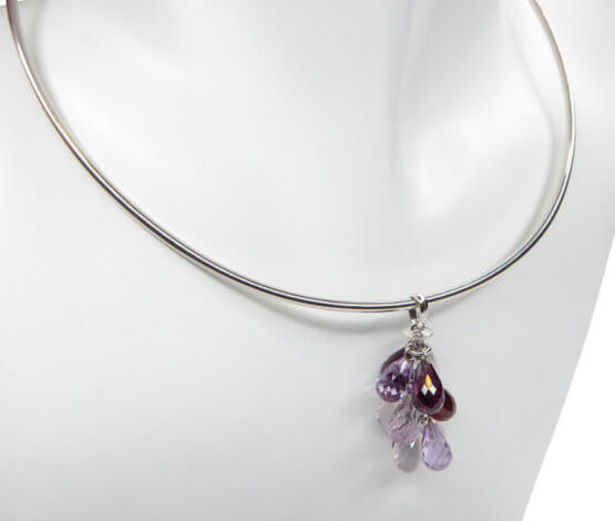 Wit gouden spang met amethyst hanger