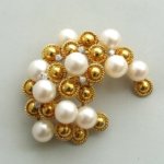 Gouden broche en oorclip set