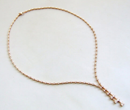 14 karaat rosé gouden collier met zirkonia