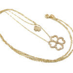 Gouden ketting met klaver hangers