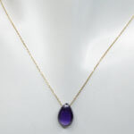 Gouden ketting met ovale amethist hanger