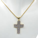 Wit en geel gouden kruis met zirkonia