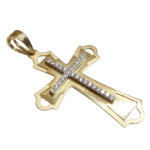 14 karaat bicolor gouden kruis met zirkonia