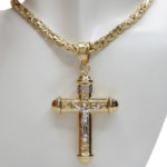 14 karaat bicolor gouden kruis hanger