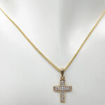 Geel gouden kruis hanger met zirkonia