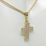 Geel gouden zirkonia kruis hanger