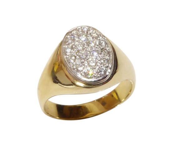 Gouden diamanten cachet ring