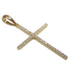 Gouden kruis met zirkonia's hanger