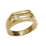 Gouden swinging diamant cachet ring