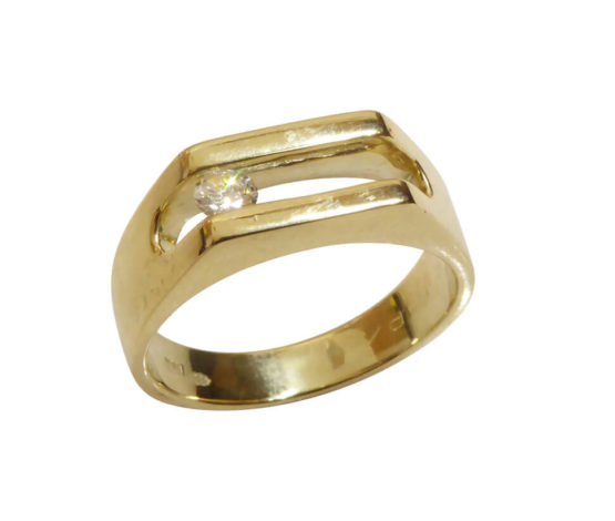 Gouden swinging diamant cachet ring