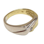 Bicolor gouden cachet ring met reliëf